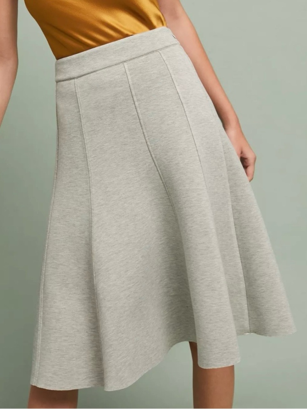 Maeve Anthropologie Renna A-Line Midi Skirt size 4 Gray mustard interior